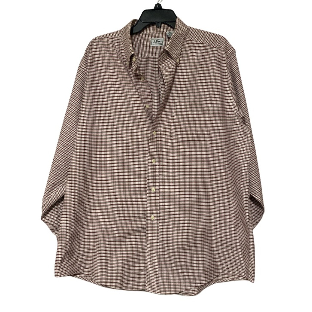 L.L. Bean Men's Red Gingham Long Sleeve Button Up Shirt - Size 17 33